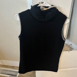 Black Sleeveless Cashmere Turtleneck Sweater